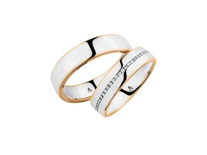 Christian Bauer Trauringpaar Starline Palladium und Roségold gewölbt mit Brillanten 0,230ct – Ringe Trauring mit Besatz aus 750 Rotgold, 950 Palladium und und .