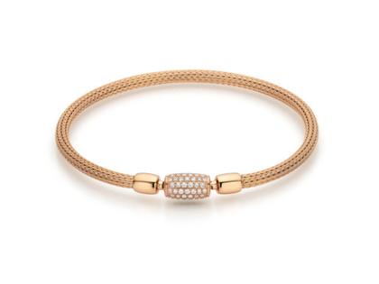Jörg Heinz Flex-Armband Strumpfgeflecht Rotgold 16cm mit Silikonkern für Wechselschließe – Armschmuck Armband in roségold und aus 750 Rotgold und Kunststoff. – Ansicht 6