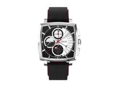 Union Glashütte Averin Chronograph Automatik Edelstahl 41mm schwarzes Zifferblatt schwarzes Lederband – Herrenuhren Chronograph aus Edelstahl. Das Gehäuse ist quadratisch und silber. Das Lederarmband ist schwarz. Das Zifferblatt ist ein Index in schwarz.