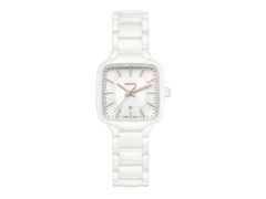 Rado True Square Quarz Keramik weiß 29mm Keramikband weiß – Damenuhren Uhr mit Datum aus Keramik und Titan. Das Gehäuse ist quadratisch und weiß. Das Keramikarmband ist weiß. Das Zifferblatt ist ein Index in weiß.