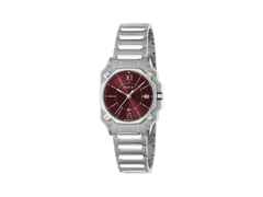 Gucci G-Flat Quarz Edelstahl 30mm rotes Zifferblatt Metallband YA166509 – Damenuhren Uhr mit Datum aus Edelstahl. Das Gehäuse ist rechteckig und silber. Das Edelstahlarmband ist silber. Das Zifferblatt ist römisch Index und rot.