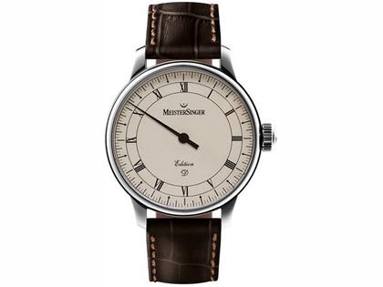 MeisterSinger Sonderedition Deutschland Edition 2013 – Herrenuhren Uhr ohne Datum aus Edelstahl. Das Armband ist ein Lederarmband. Der Zifferblatt ist arabisch.