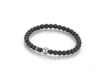 Gellner BOLD Armband Silber 18cm mit Onyx und Tahitiperle 8-9mm – Armschmuck Armband in schwarz und aus 925 Silber.