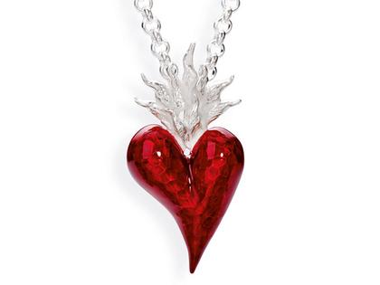 Drachenfels Design Flammeninferno Silber Anhänger Herz groß – Anhänger Anhänger ohne Besatz aus 925 Silber.