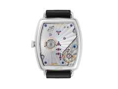 Nomos Glashütte Lux Handaufzug Weißgold 38,5mm weiß-blaues Zifferblatt braunes Lederband – Herrenuhren Uhr ohne Datum aus 750 Weißgold. Das Gehäuse ist sonstige Form und gelbgold. Das Lederarmband ist schwarz. Das Zifferblatt ist ein Index in weiß. – Ansicht 4
