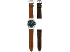 Mühle Glashütte 29er Casual Edition 30 Jahre Deutsche Einheit Automatik Edelstahl 42,4mm grünes Zifferblatt braunes Lederband – Herrenuhren Uhr mit Datum aus Edelstahl und Leder. Das Gehäuse ist rund und silber. Das Lederarmband ist braun. Das Zifferblatt ist ein Index in grün. – Ansicht 8