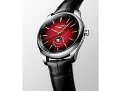 Longines Master Collection Automatik 42 mm  Edelstahl rot Index Lederband "Year of the Horse" Limited Edition – Herrenuhren Uhr mit Datum aus Edelstahl und Leder. Das Gehäuse ist rund und silber. Das Lederarmband Kroko / Alligator ist schwarz. Das Zifferblatt ist ein Index in rot. – Ansicht 4