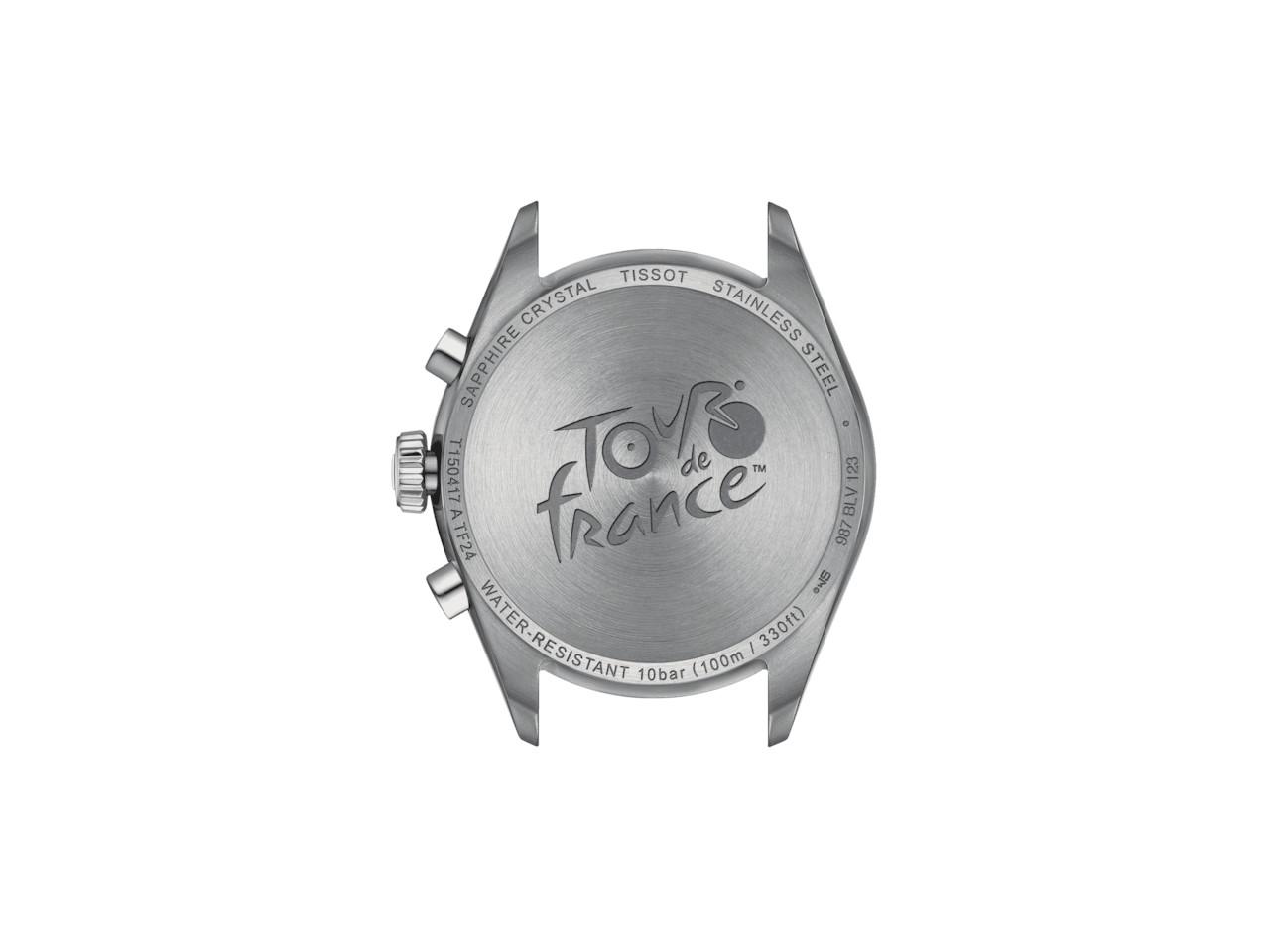 Tissot PR 100 Tour de France 2024 Chronograph Quarz Edelstahl 40mm schwarzes Zifferblatt Metallband – Herrenuhren Chronograph aus Edelstahl. Das Gehäuse ist rund und silber. Das Edelstahlarmband ist silber. Das Zifferblatt ist ein Index in schwarz. – Ansicht 6