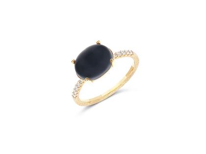 Nanis Dancing in the Rain Mystery Black Ring Gelbgold Onyx groß – Ringe Ring mit Besatz aus 750 Gelbgold.