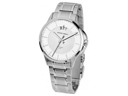Jacques Lemans Quarz Sydney  Edelstahl weiß Edelstahlband – Herrenuhren Uhr mit Datum aus Edelstahl. Das Gehäuse ist rund und silber. Das Edelstahlarmband ist silber. Das Zifferblatt ist ein Index in weiß.