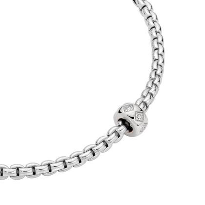 Fope Eka Tiny Collier Weißgold 43cm mit 1 Weißgold-Ronde und Brillanten 0,12ct – Halsschmuck Collier aus 750 Weißgold. – Ansicht 2