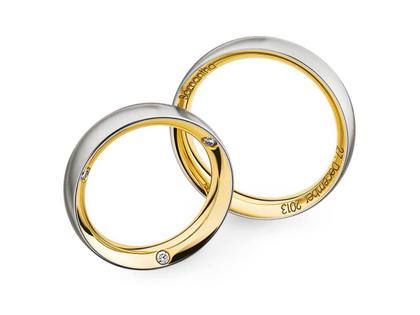 Christian Bauer Trauring Paar Nr.  76 Platin mit Gelbgold – Ringe Trauring mit Besatz aus 750 Gelbgold, 950 Platin und und .