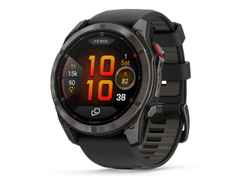 Garmin fenix 8 Pro 51mm AMOLED faserverstärktes Polymer und Titan DLC-Carbongrau digitales Zifferblatt schwarzes Silikonband – Herrenuhren Uhr Multifunktion aus DLC beschichtet, Kunststoff und Titan. Das Gehäuse ist rund und grau. Das Kautschuk / Kunststoff / Silikon Armband ist schwarz. Das Zifferblatt ist digital und schwarz. – Ansicht 2