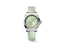 Longines Conquest Automatik Edelstahl 34mm grünes Zifferblatt grünes Kautschukband – Damenuhren Uhr mit Datum aus Edelstahl und Kautschuk. Das Gehäuse ist rund und silber. Das Kautschuk / Kunststoff / Silikon Armband ist grün. Das Zifferblatt ist ein Index in grün.