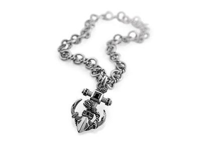 Drachenfels Design Heimathafen Anhänger Groß Rosen Klappöse Vintage – Anhänger Anhänger mit Besatz aus 925 Silber.