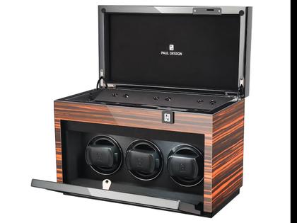 Paul Design Gentlemen  3+5 Uhrenbeweger Makassar – Uhrenbeweger Uhrenbeweger für mehrere Uhren aus Holz. – Ansicht 2
