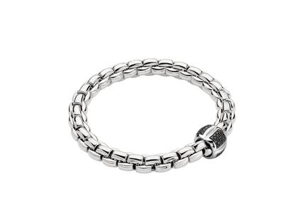 Fope Eka Flex'It Men   Armband breit Weißgold M mit schwarzen Brillanten 0,550ct flexibel – Armschmuck Armband aus 750 Weißgold und und rhodiniert.