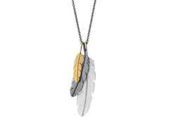 Heiring Feather Aktionsangebot 3 Federn mit Kette 70 cm Silber rhodiniert – Halsschmuck Kette mit Anhänger aus 925 Silber und und rhodiniert.