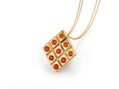 A. Odenwald Catwalk Kette mit Anhänger Gelbgold mit verschiedenfarbigen Saphiren – Halsschmuck Kette mit Anhänger aus 750 Gelbgold. – Ansicht 3