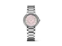 Maurice Lacroix Fiaba Colours Edition Quarz Edelstahl 32mm rosanes Zifferblatt Metallband – Damenuhren Uhr ohne Datum aus Edelstahl. Das Gehäuse ist rund und silber. Das Edelstahlarmband ist silber. Das Zifferblatt ist arabisch Index und rosa.