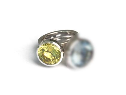 Georg Spreng Blub Ring Platin mit gelben Citrin – Ringe Ring mit Besatz aus 950 Platin.