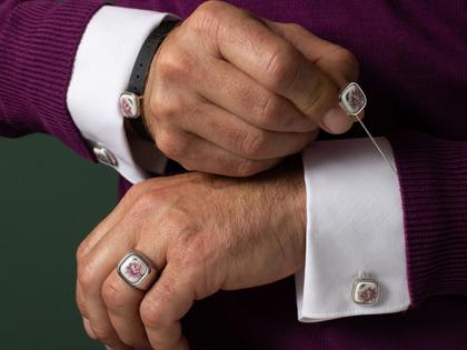 Meissen Ring "Ming-Drache Purpur" – Ringe Ring aus 925 Silber, Porzellan und und rhodiniert. – Ansicht 4