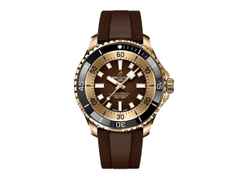 Breitling Superocean Automatic 44 Bronze braunes Zifferblatt braunes Kautschukband – Herrenuhren Uhr ohne Datum aus Bronze und Keramik. Das Gehäuse ist rund und roségold. Das Kautschuk / Kunststoff / Silikon Armband ist braun. Das Zifferblatt ist ein Index in braun.