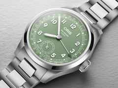 Oris Big Crown Pointer Date Calibre 403 Automatik Edelstahl 40mm grünes Zifferblatt Metallband – Herrenuhren Uhr mit Datum aus Edelstahl. Das Gehäuse ist rund und silber. Das Edelstahlarmband ist silber. Das Zifferblatt ist arabisch und grün. – Ansicht 3