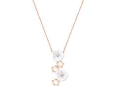 Meissen Blossom Blütencollier 5 Blüten Roségold mit Brillanten und Meissen Porzellan – Halsschmuck Kette mit Anhänger aus 750 Rotgold, Porzellan und und .