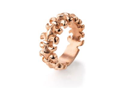 Drachenfels Design Lilienkönigin Lilienbandring rotgoldplattiert – Ringe Ring aus 925 Silber.