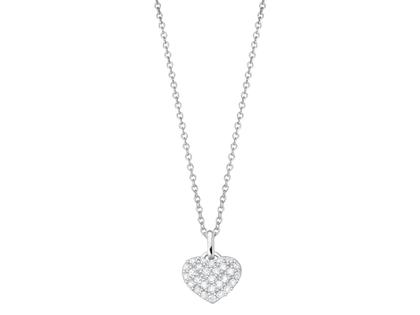 Giloy-Bellaluce Bella Luce Kette mit Anhänger Herz Weißgold 45cm mit Brillanten 0,200ct – Halsschmuck Kette mit Anhänger aus 585 Weißgold.