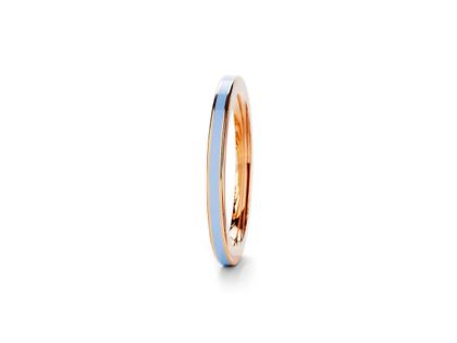 Niessing Setario Line Ring Classic Red mit hellblauer Emaille – Ringe Ring in roségold und aus 750 Rotgold und Emaille.