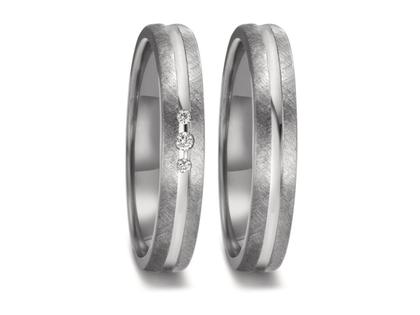 TeNo Partnerringe aus Tantal und Platin 4,0mm gewölbt mit Brillanten 0,040ct – Ringe Trauring mit Besatz aus 950 Platin, Tantal und und .
