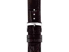 Tissot PR 100 Quarz Edelstahl 40mm silberfarbenes Zifferblatt brauens Lederband – Herrenuhren Uhr mit Datum aus Edelstahl und Leder. Das Gehäuse ist rund und silber-roségold. Das Lederarmband ist braun. Das Zifferblatt ist ein Index in silber. – Ansicht 4