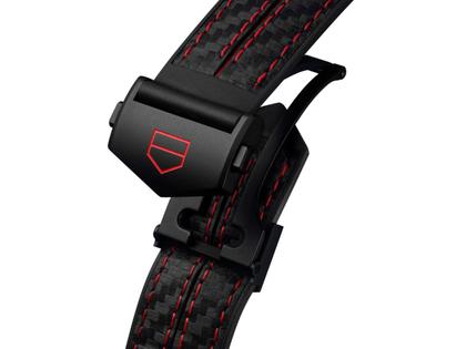 TAG Heuer Connected Calibre E5 X Formula 1 Edition Smartwatch Titan DLC-Schwarz 45mm digitales Zifferblatt schwarzes Kautschukband – Herrenuhren Uhr Multifunktion aus DLC beschichtet und Titan. Das Gehäuse ist rund und schwarz. Das Lederarmband ist schwarz. Der Zifferblatt ist digital. – Ansicht 4