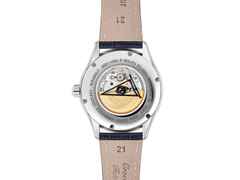 Frederique Constant Classics Runabout Automatic Edelstahl 42mm blaues Zifferblatt blaues Lederband – Herrenuhren Uhr mit Datum aus Edelstahl und Leder. Das Gehäuse ist rund und silber. Das Lederarmband ist blau. Das Zifferblatt ist arabisch Index und blau. – Ansicht 3