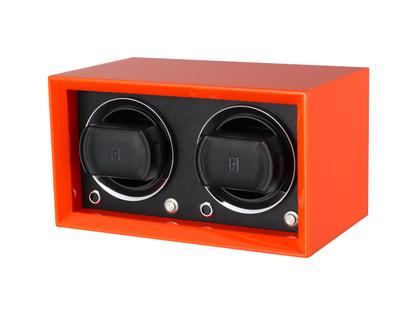 Paul Design Gentlemen  2 Color Uhrenbeweger Holz Orange Hochglanz – Uhrenbeweger Uhrenbeweger für 2 Uhren in orange und aus Holz und Leder.