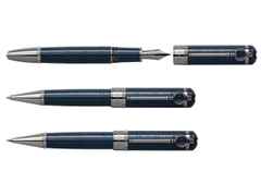 Montblanc Writers Edition                 2021: Special Edition Sir Arthur Conan Doyle 3er Set – Schreibgeräte Stiftset in blau und aus 750 Gelbgold, Edelharz und Ruthenium.