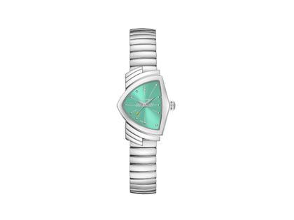 Hamilton Ventura S Quartz Edelstahl 24x36mm türkises Zifferblatt Metallband – Damenuhren Uhr ohne Datum aus Edelstahl. Das Gehäuse ist sonstige Form und silber. Das Edelstahlarmband ist silber. Das Zifferblatt ist ein Index in türkis.