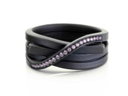 Oliver Schmidt Knoten Brillant 3fach gewickelt Damenring Edelstahl IP schwarz 2,5mm – Ringe Ring mit Besatz aus Edelstahl, IP beschichtet und und .