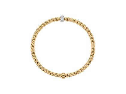 Fope Eka Tiny Flex'It Armband Gelbgold mit 1 Weißgold-Ronde und Brillanten 0,12ct flexibel – Armschmuck Armband aus 750 Gelbgold, 750 Weißgold und und . – Ansicht 2