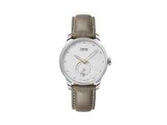 Union Glashütte Seris Automatik Edelstahl 36mm weißes Zifferblatt braunes Lederband – Damenuhren Uhr mit Datum aus Edelstahl und Leder. Das Gehäuse ist rund und silber. Das Lederarmband ist braun. Das Zifferblatt ist ein Index in weiß.