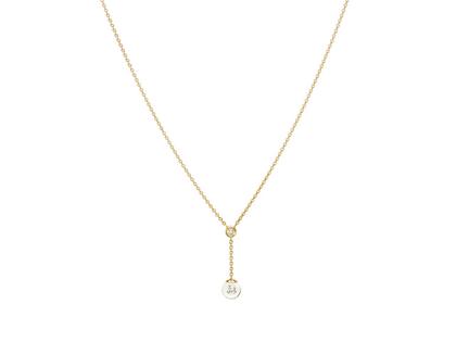Schmuckwerk Glasklar Collier Gelbgold 45cm mit Brillant 0,140ct – Halsschmuck Collier aus 750 Gelbgold.