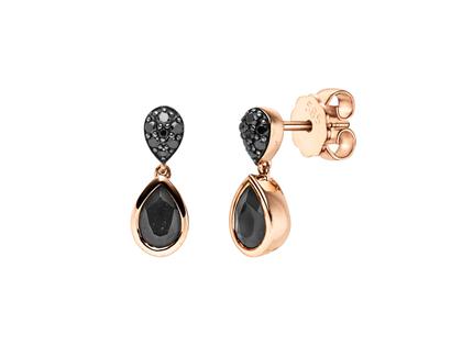 Elaine Firenze Ohrstecker Roségold mit Onyx und Brillanten 0,120ct – Ohrschmuck Ohrstecker aus 585 Rotgold.