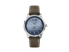 Glashütte Original Sixties Automatik Edelstahl 39mm blaues Zifferblatt braunes Textilband – Herrenuhren Uhr ohne Datum aus Edelstahl. Das Gehäuse ist rund und silber. Das Lederarmband ist braun. Das Zifferblatt ist arabisch Index und blau.