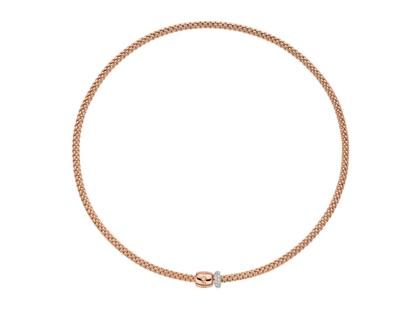 Fope Prima Flex'It Collier Roségold 40cm mit Brillanten – Halsschmuck Collier aus 750 Rotgold.