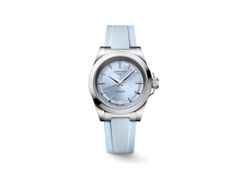 Longines Conquest Automatik Edelstahl 34mm blaues Zifferblatt blaues Kautschukband – Damenuhren Uhr mit Datum aus Edelstahl. Das Gehäuse ist rund und silber. Das Kautschuk / Kunststoff / Silikon Armband ist blau. Das Zifferblatt ist ein Index in blau.