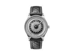Union Glashütte Noramis Datum Deutschland Klassik 2024 Limitierte Edition Automatik Edelstahl 40mm Felgendesign Zifferblatt schwarzes Lederband – Herrenuhren Uhr mit Datum aus Edelstahl und Leder. Das Gehäuse ist rund und silber. Das Lederarmband ist schwarz. Das Zifferblatt ist ohne Zeichen und schwarz.