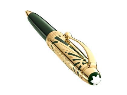 Montblanc The Origin Collection Doué Classique Kugelschreiber dunkelgrünes Edelharz vergoldet – Schreibgeräte Kugelschreiber in grün und aus Edelharz und vergoldet. – Ansicht 3