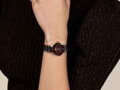 Rado Centrix Diamonds Automatik Edelstahl Roségold-PVD 30,5mm braunes Zifferblatt mit Brillanten Metallband – Damenuhren Uhr mit Datum aus Edelstahl, Keramik und PVD beschichtet. Das Gehäuse ist rund und roségold. Das Keramikarmband ist braun. Das Zifferblatt ist ein Index in braun. – Ansicht 6